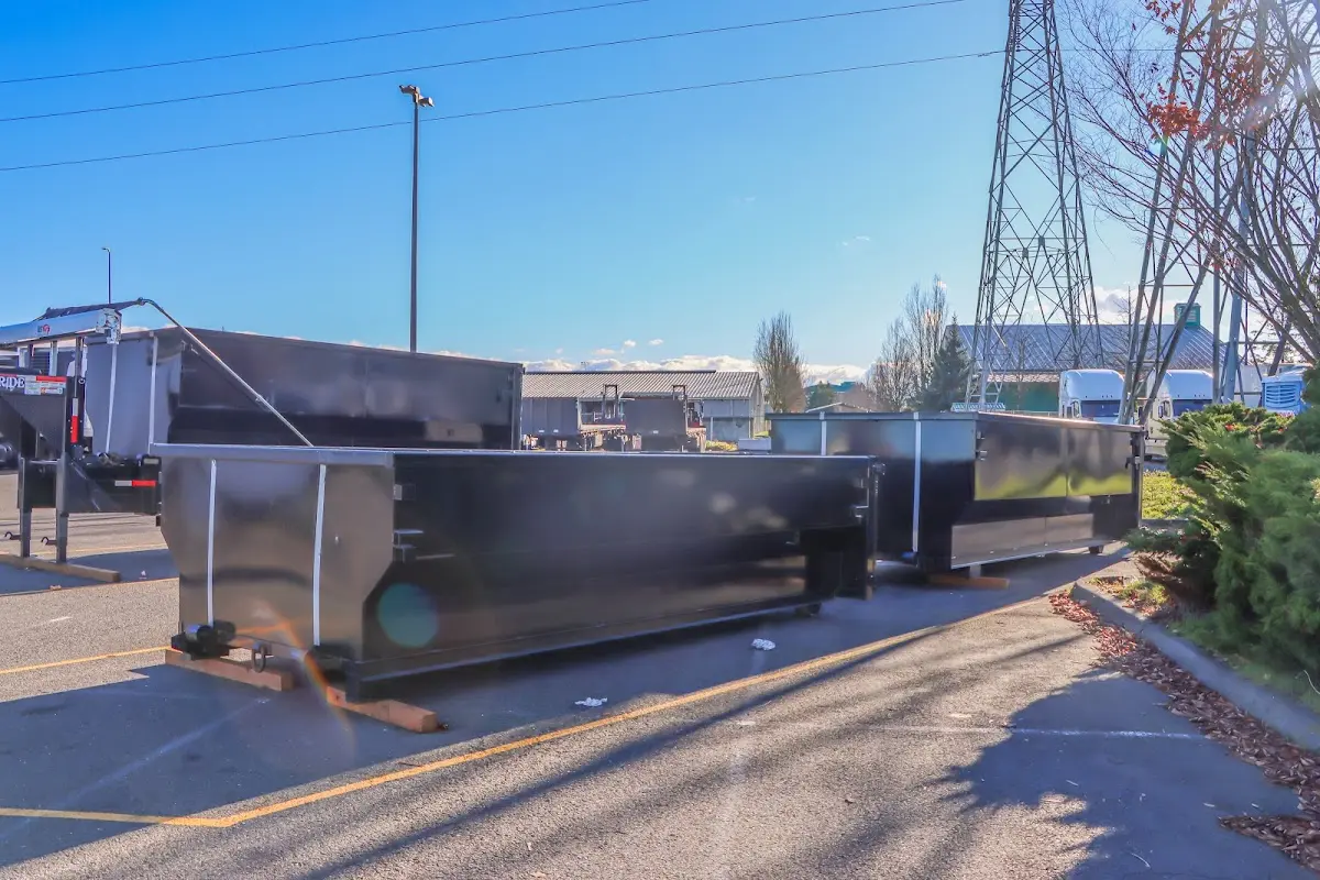 Roll-off dumpster ready for waste disposal at job site for Construction Dumpster Rental in Tallmadge